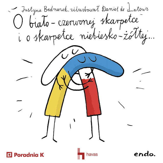 O biało-czerwonej skarpetce i o skarpetce niebiesko-żółtej, a także o  wrednych czerwonych rękawiczkach - Audiobook - Justyna Bednarek - Storytel